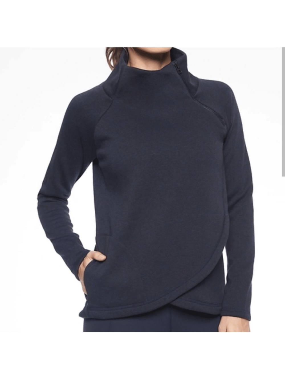 Athleta cozy Karma Asym black pullover